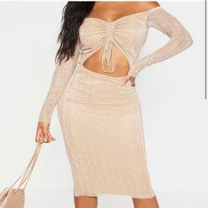 NEW! Gold Plisse Bardot dress 👗